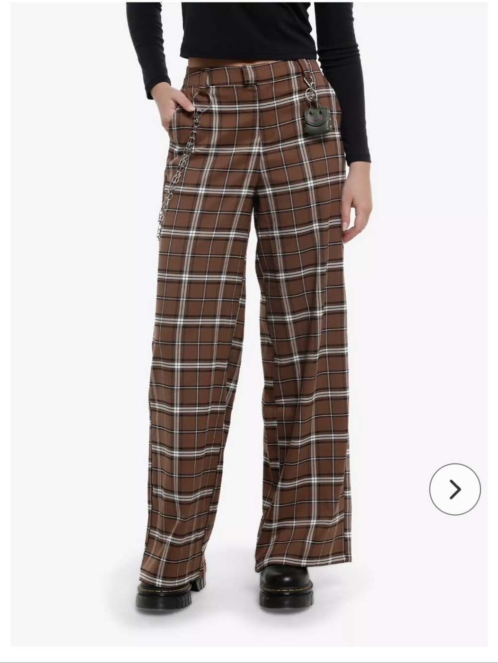Hot Topic Brown Plaid Wide-Leg Pants Sz.XS